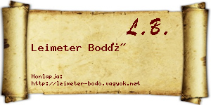 Leimeter Bodó névjegykártya